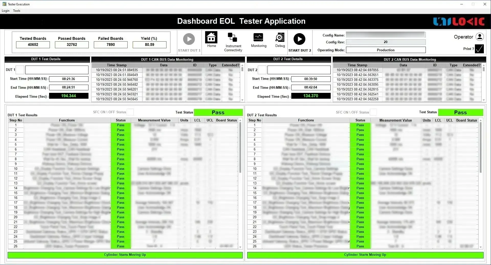 EV Dashboard EOL tester application