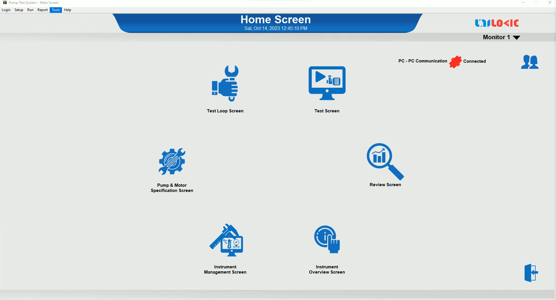Home Screen Automated pump test system